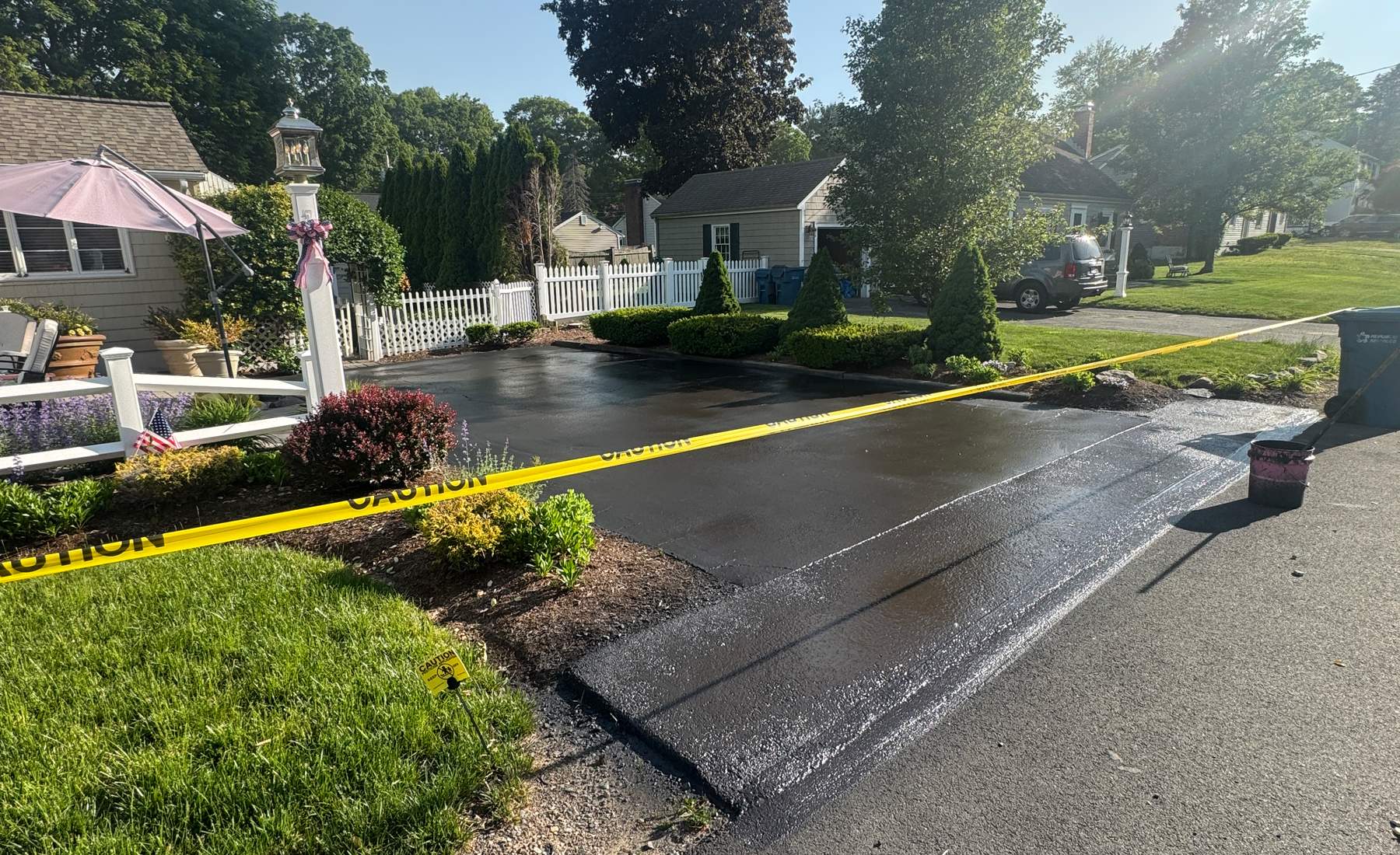Fresh sealcoated driveway by Boston Alliance Sealcoating